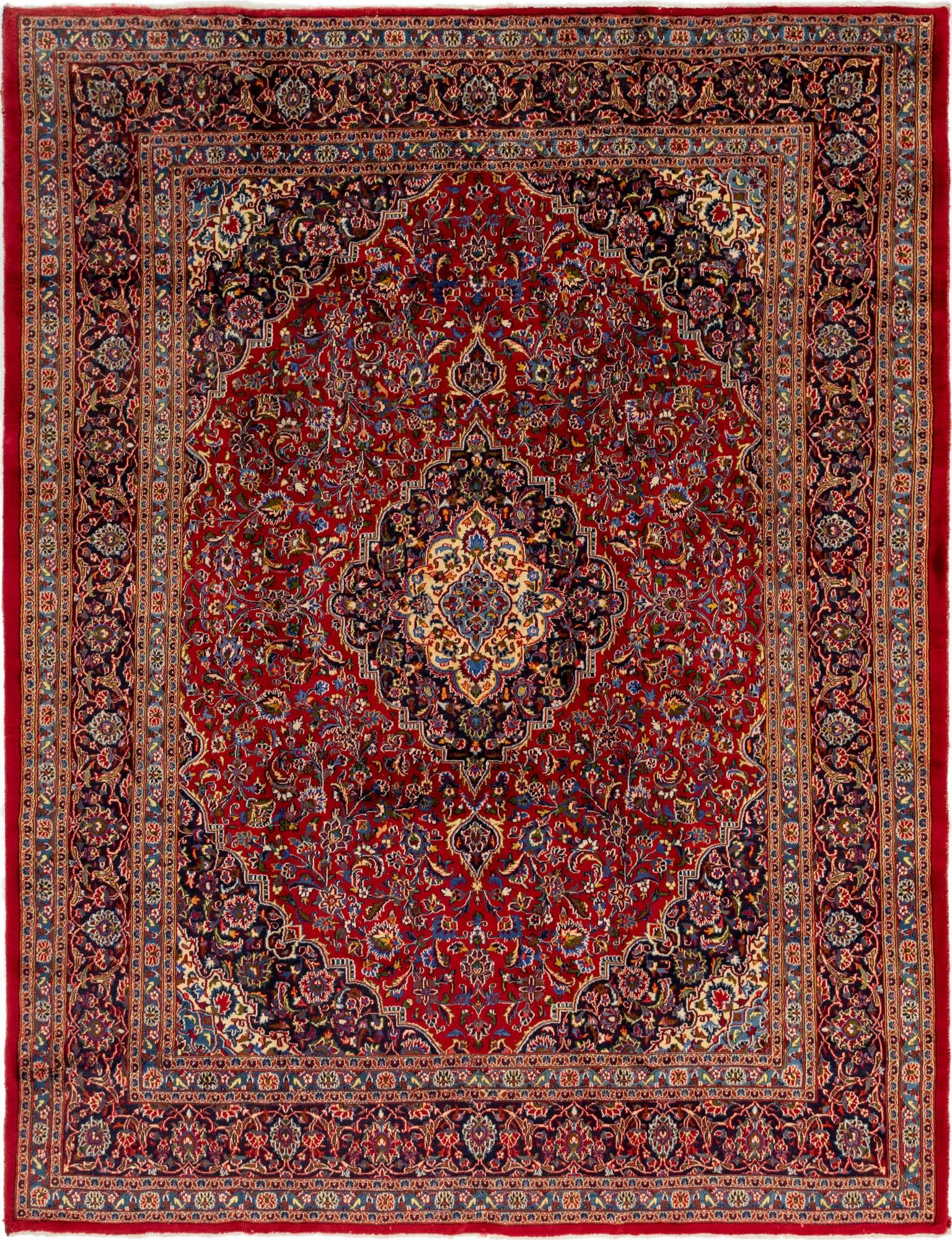 9' 10 x 12' 6 Hand Knotted Mashad Persian Wool Rug