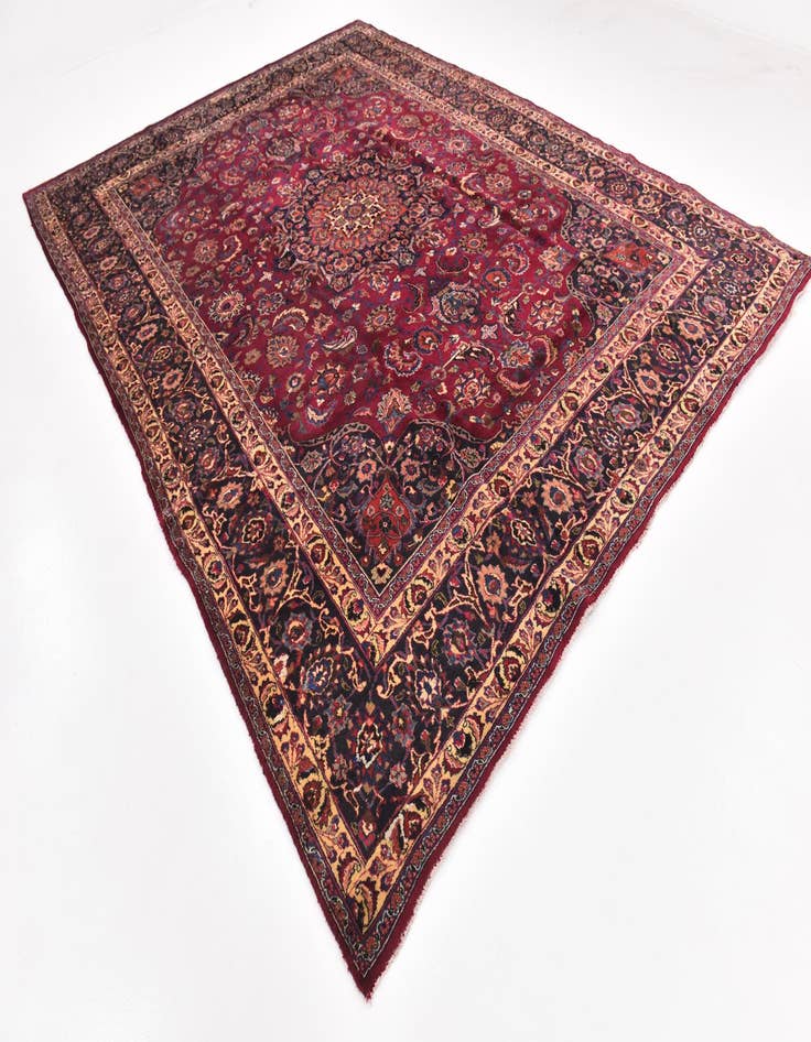 Detail image of 9' 10 x 13' Hand Knotted Mashad Persian Wool Rug