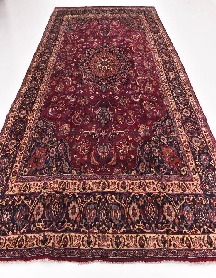 Detail image of 9' 10 x 13' Hand Knotted Mashad Persian Wool Rug