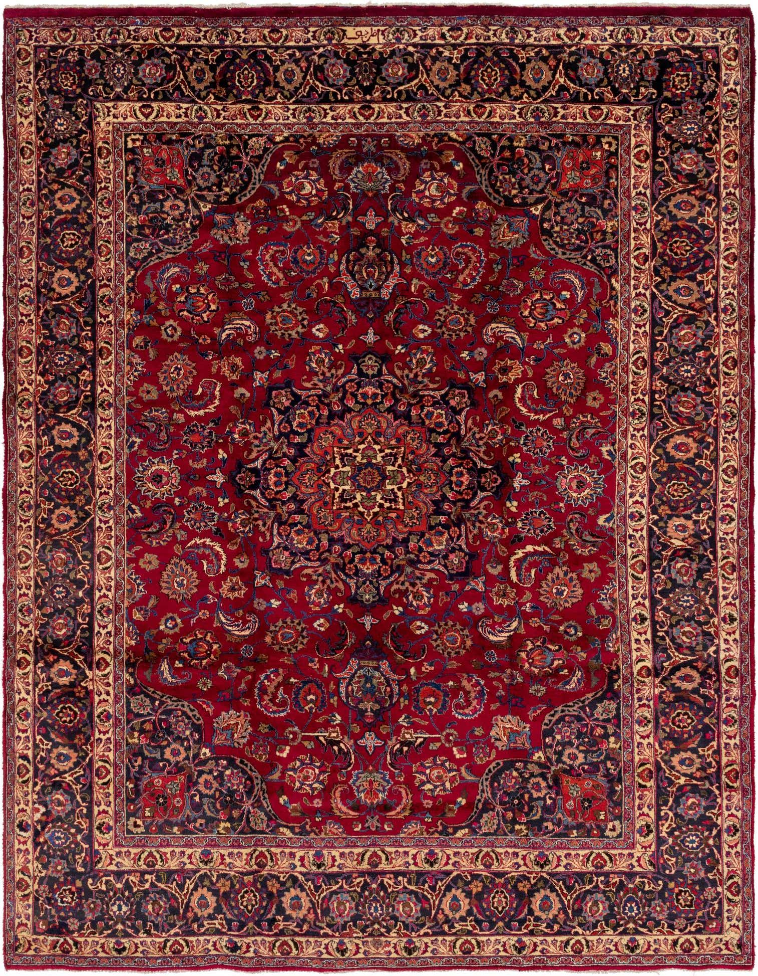 9' 10 x 13' Hand Knotted Mashad Persian Wool Rug