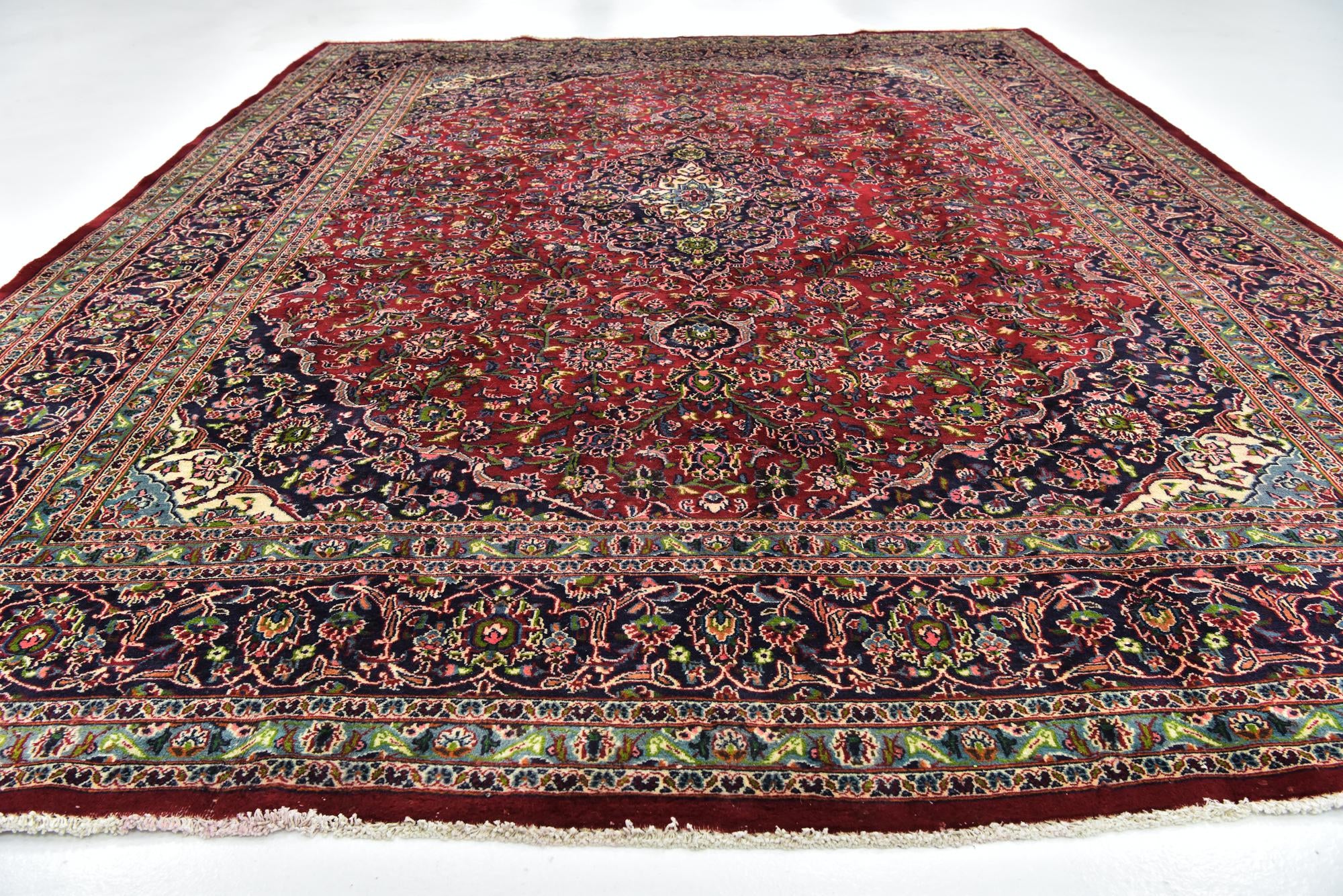 9' 8 x 12' 9 Hand Knotted Mashad Persian Wool Rug
