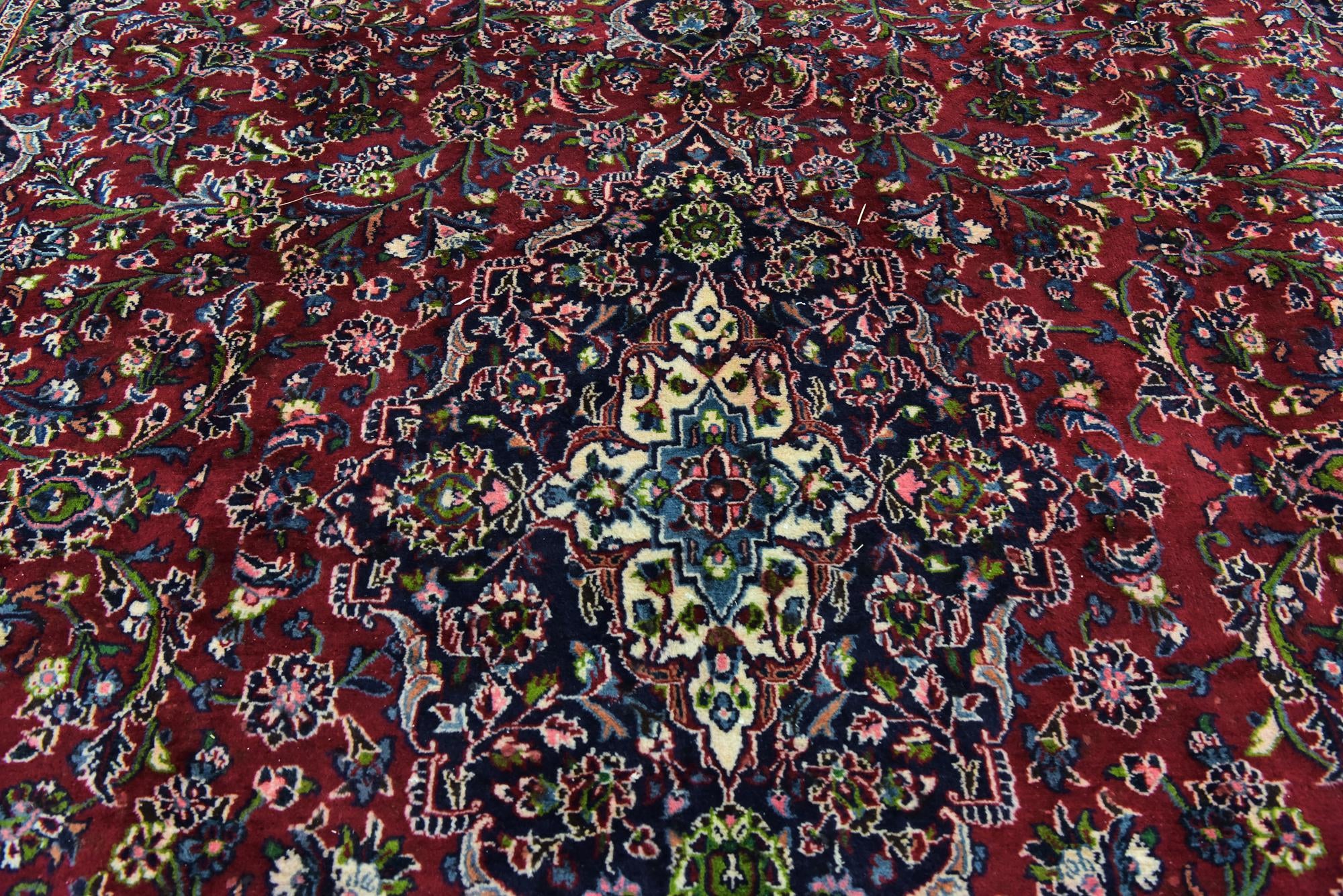 9' 8 x 12' 9 Hand Knotted Mashad Persian Wool Rug