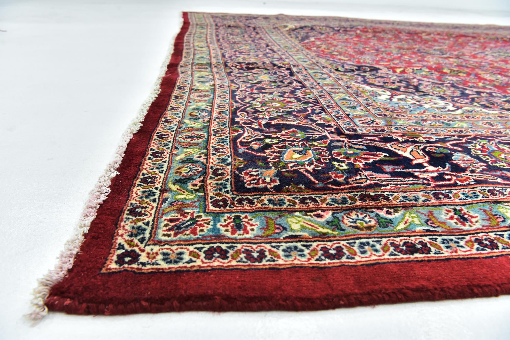 9' 8 x 12' 9 Hand Knotted Mashad Persian Wool Rug