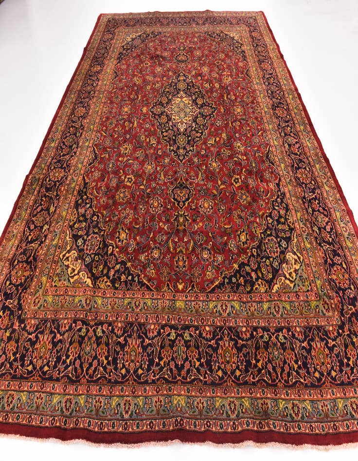 Detail image of 9' 7 x 12' 8 Hand Knotted Mashad Persian Wool Rug