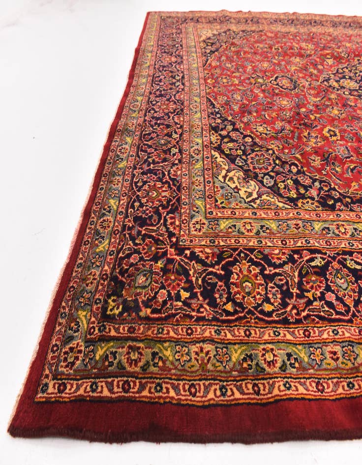 Detail image of 9' 7 x 12' 8 Hand Knotted Mashad Persian Wool Rug