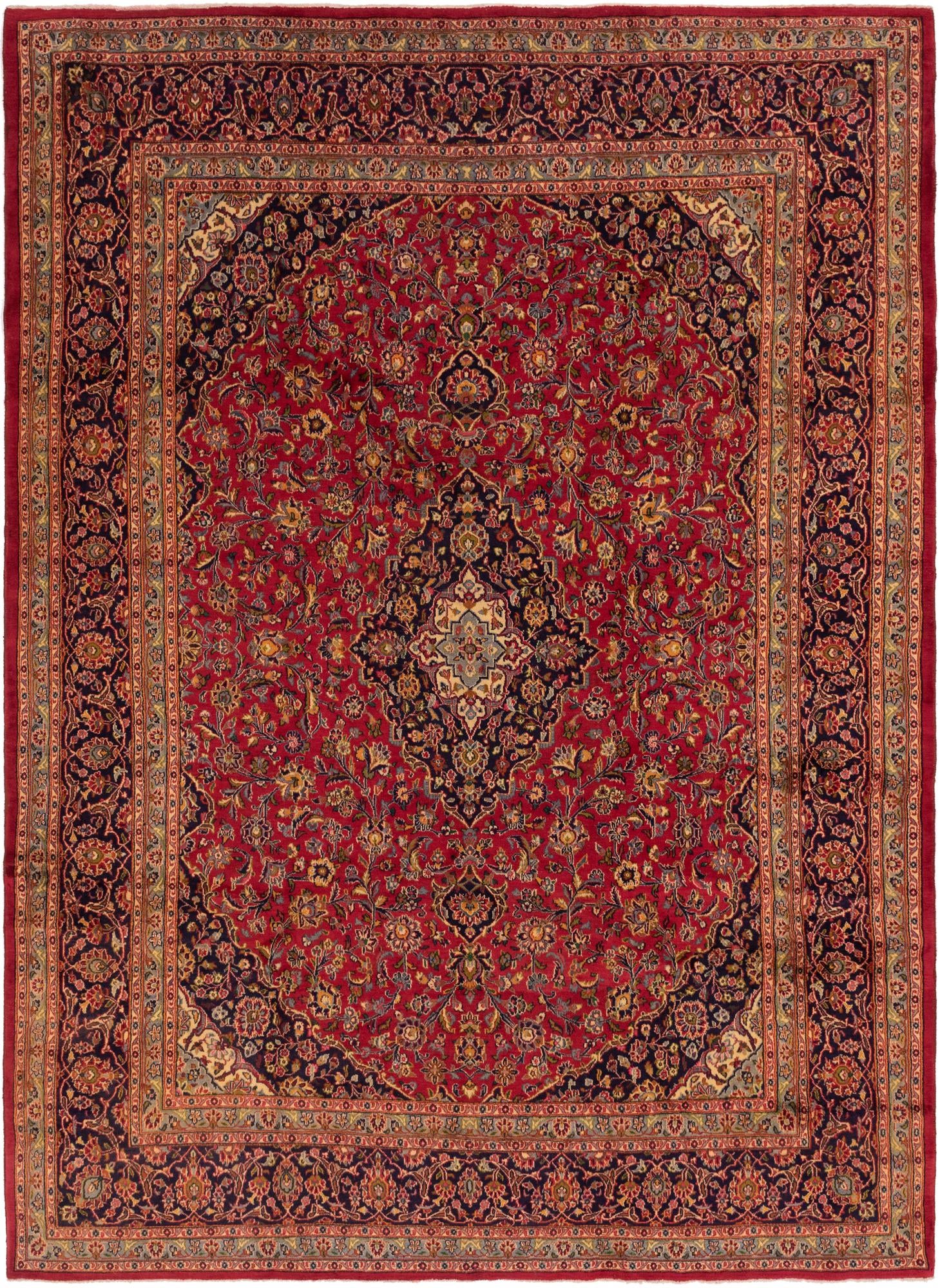 9' 7 x 12' 8 Hand Knotted Mashad Persian Wool Rug