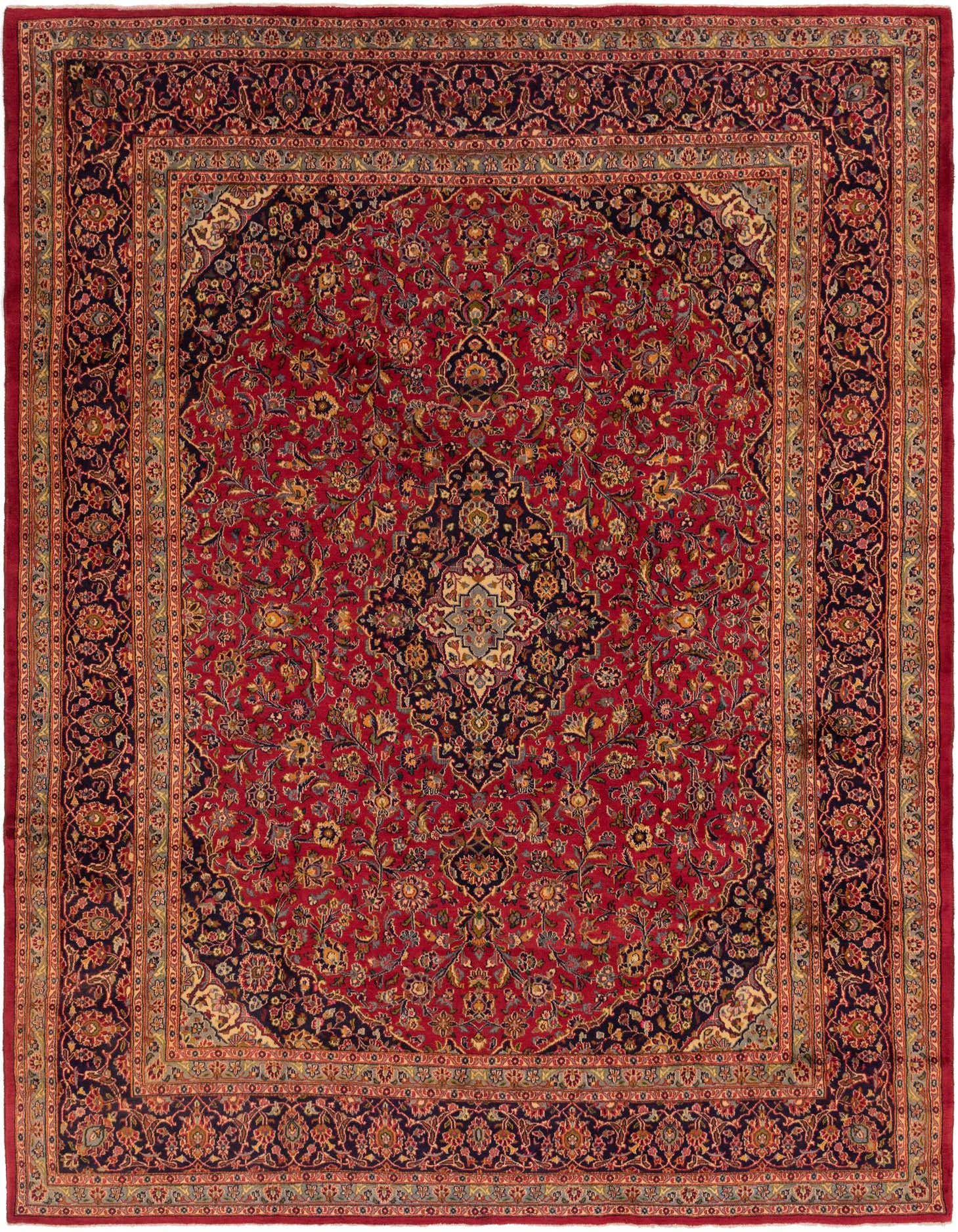 9' 7 x 12' 8 Hand Knotted Mashad Persian Wool Rug