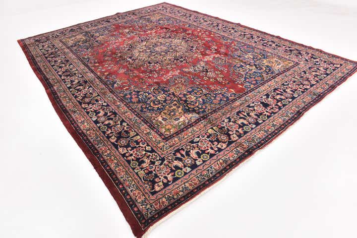 9' 8 x 12' 8 Hand Knotted Mashad Persian Wool Rug