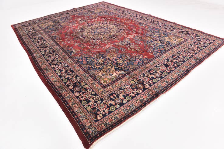 Detail image of 9' 8 x 12' 8 Hand Knotted Mashad Persian Wool Rug