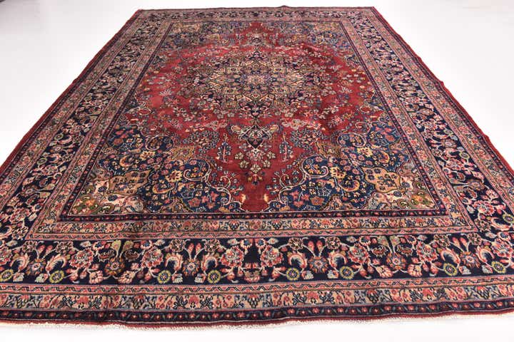 9' 8 x 12' 8 Hand Knotted Mashad Persian Wool Rug