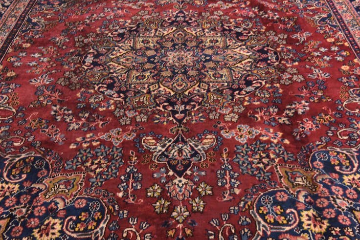 Detail image of 9' 8 x 12' 8 Hand Knotted Mashad Persian Wool Rug