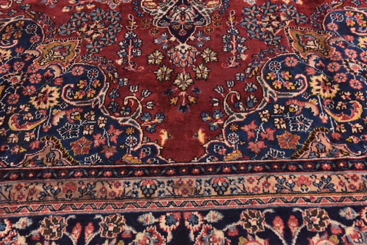 Detail image of 9' 8 x 12' 8 Hand Knotted Mashad Persian Wool Rug