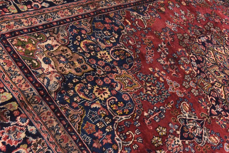 Detail image of 9' 8 x 12' 8 Hand Knotted Mashad Persian Wool Rug