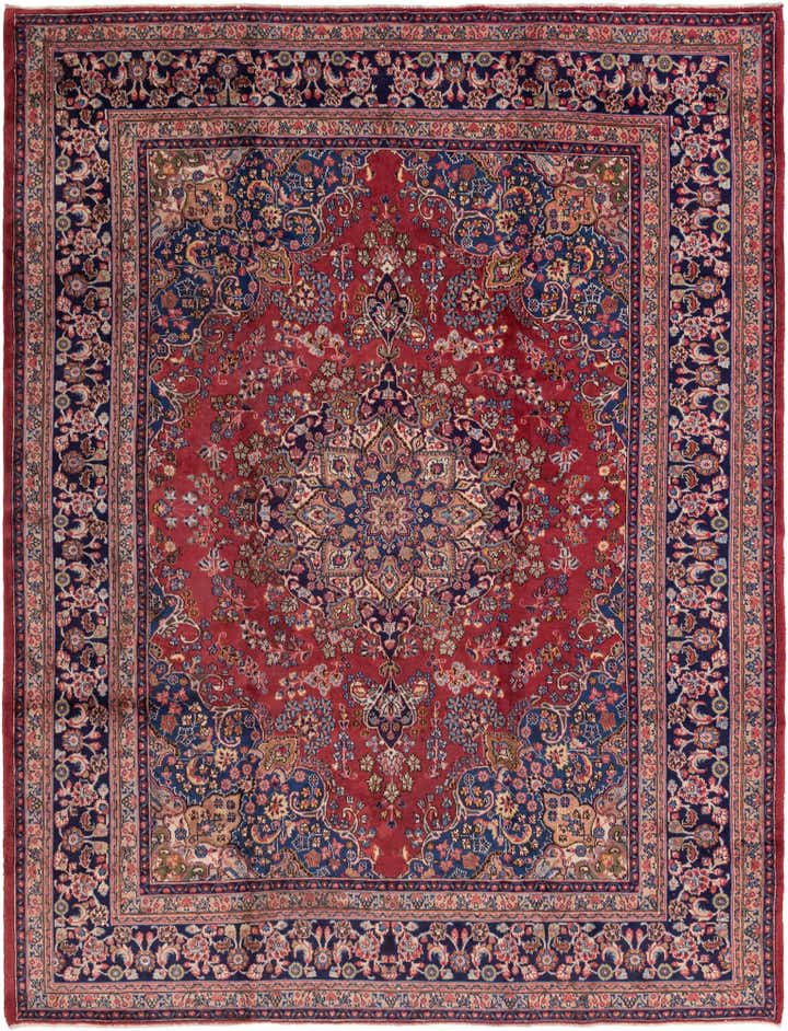 9' 8 x 12' 8 Hand Knotted Mashad Persian Wool Rug