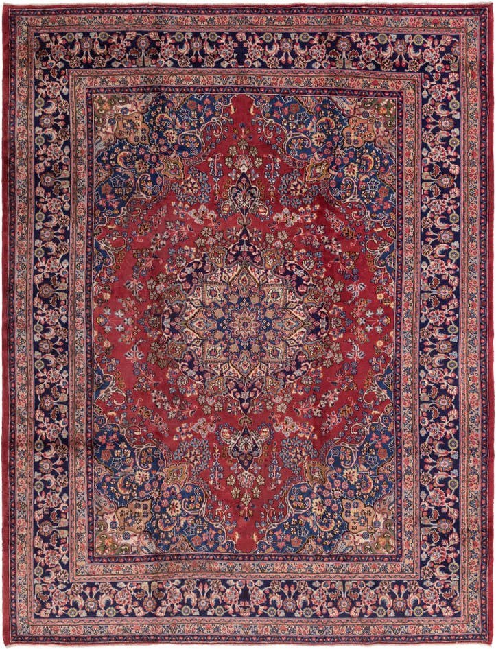 Detail image of 9' 8 x 12' 8 Hand Knotted Mashad Persian Wool Rug
