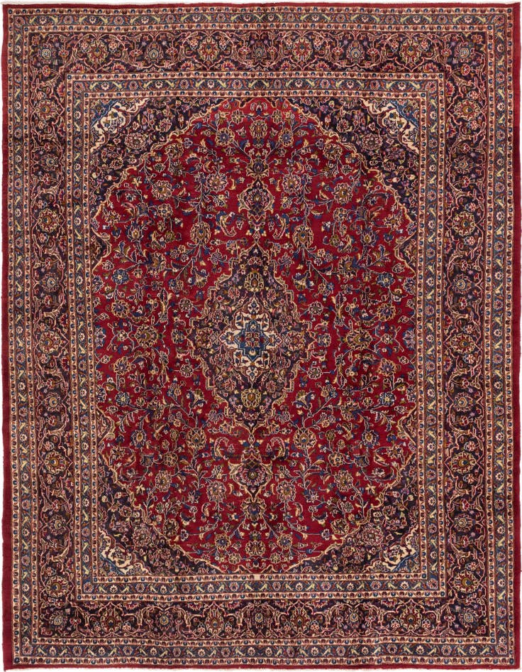 Detail image of 9' 6 x 12' 10 Hand Knotted Mashad Persian Wool Rug