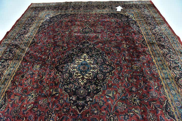 9' 6 x 12' 9 Hand Knotted Mashad Persian Wool Rug