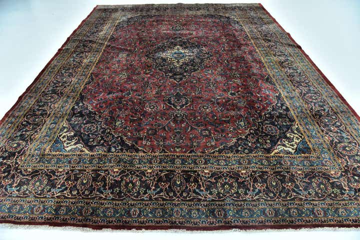 9' 6 x 12' 9 Hand Knotted Mashad Persian Wool Rug