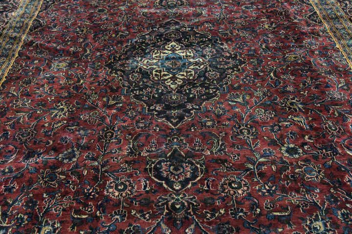 9' 6 x 12' 9 Hand Knotted Mashad Persian Wool Rug