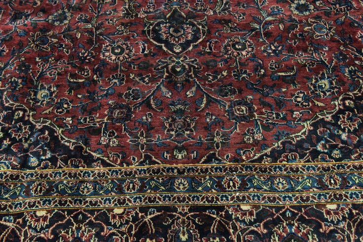 Detail image of 9' 6 x 12' 9 Hand Knotted Mashad Persian Wool Rug