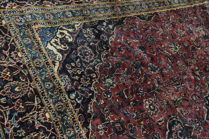 Detail image of 9' 6 x 12' 9 Hand Knotted Mashad Persian Wool Rug