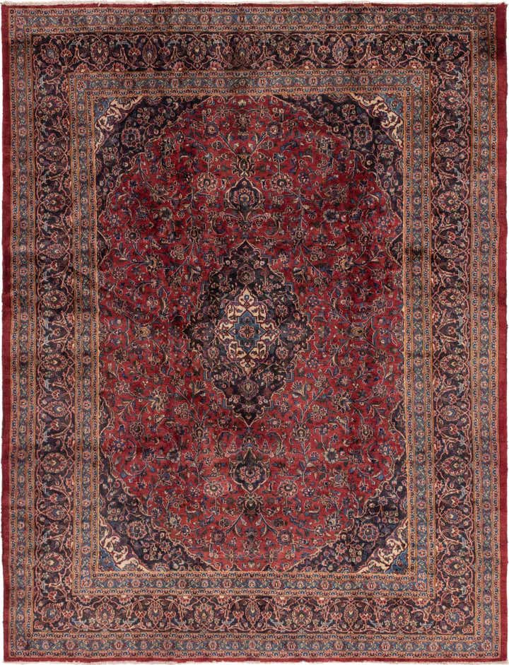 9' 6 x 12' 9 Hand Knotted Mashad Persian Wool Rug