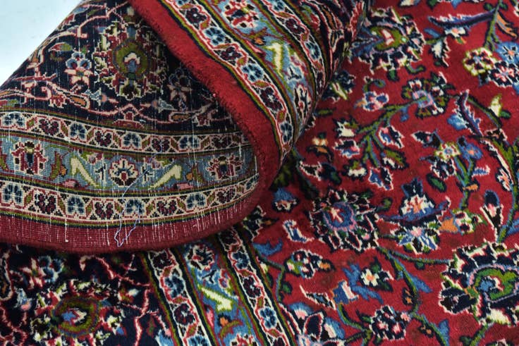 Detail image of 9' 6 x 12' 7 Hand Knotted Mashad Persian Wool Rug