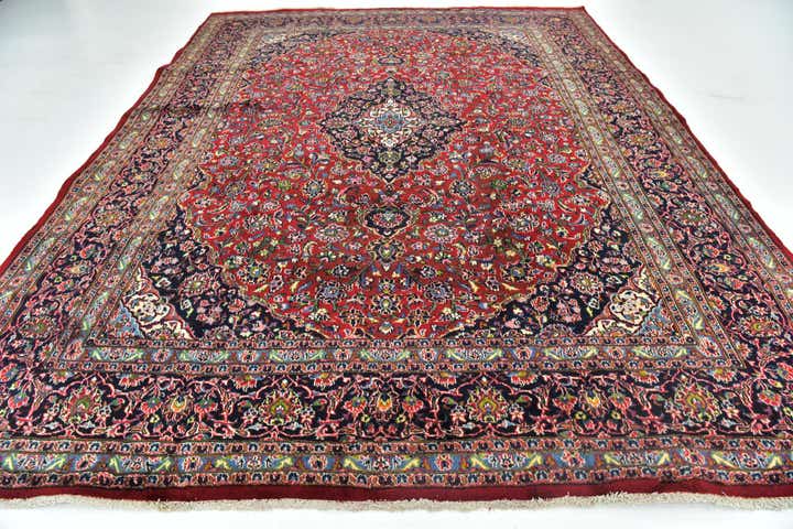 9' 6 x 12' 7 Hand Knotted Mashad Persian Wool Rug