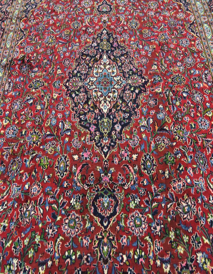 Detail image of 9' 6 x 12' 7 Hand Knotted Mashad Persian Wool Rug