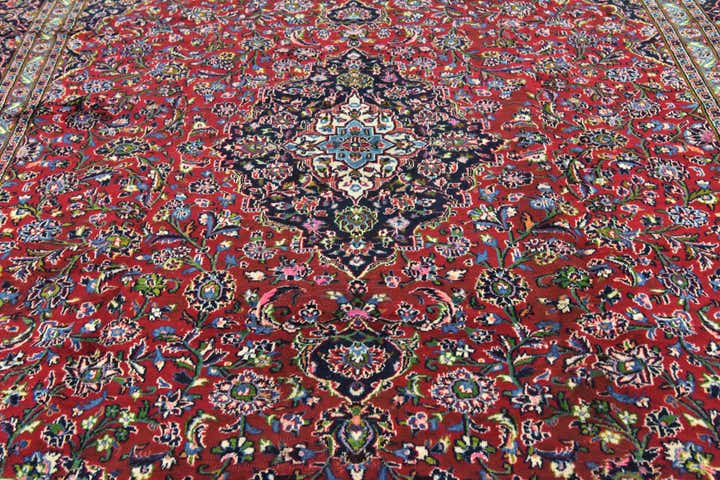 9' 6 x 12' 7 Hand Knotted Mashad Persian Wool Rug
