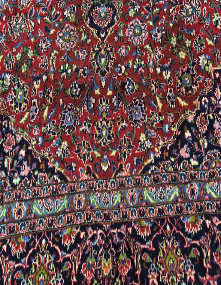 Detail image of 9' 6 x 12' 7 Hand Knotted Mashad Persian Wool Rug
