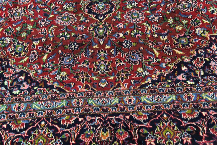 Detail image of 9' 6 x 12' 7 Hand Knotted Mashad Persian Wool Rug