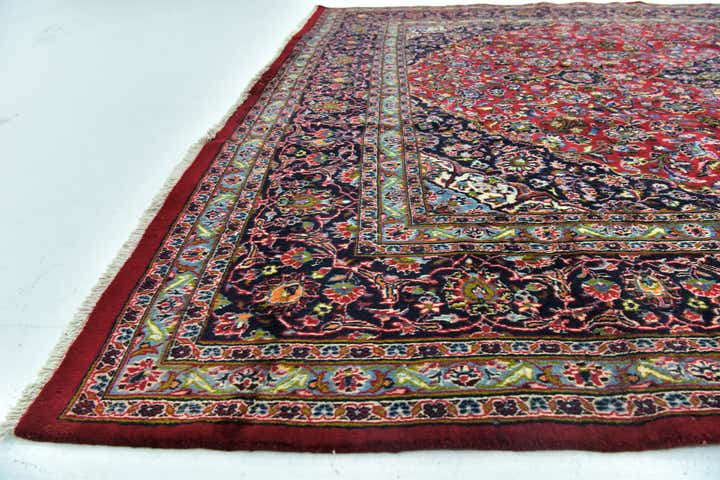 9' 6 x 12' 7 Hand Knotted Mashad Persian Wool Rug