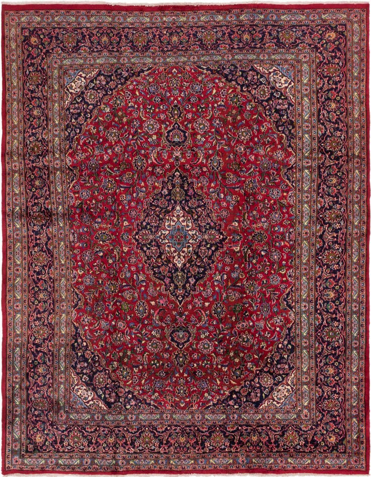 Detail image of 9' 6 x 12' 7 Hand Knotted Mashad Persian Wool Rug