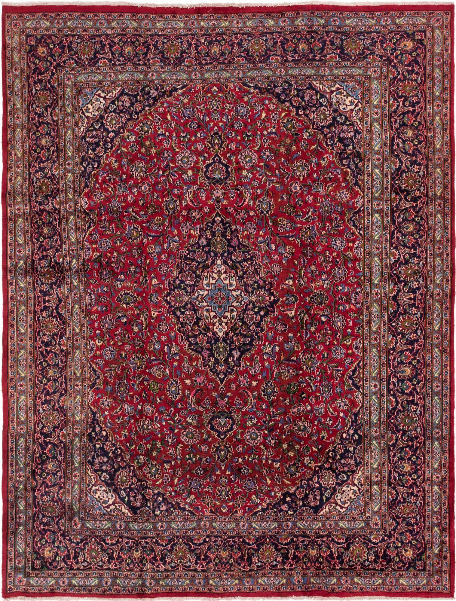 9' 6 x 12' 7 Hand Knotted Mashad Persian Wool Rug