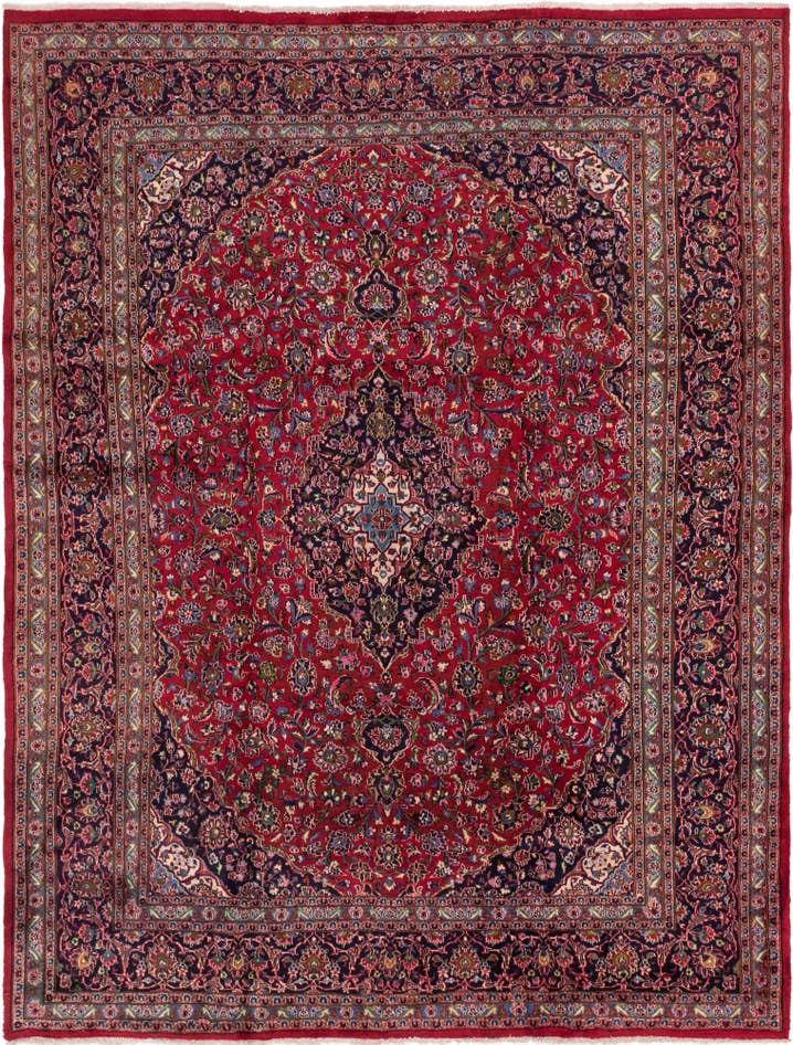 Detail image of 9' 6 x 12' 7 Hand Knotted Mashad Persian Wool Rug