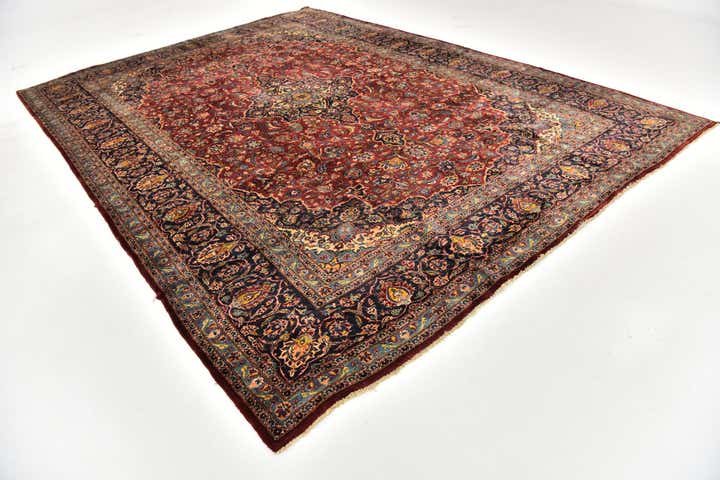 9' 9 x 13' 2 Hand Knotted Mashad Persian Wool Rug