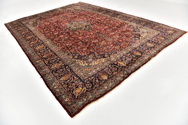 Detail image of 9' 9 x 13' 2 Hand Knotted Mashad Persian Wool Rug