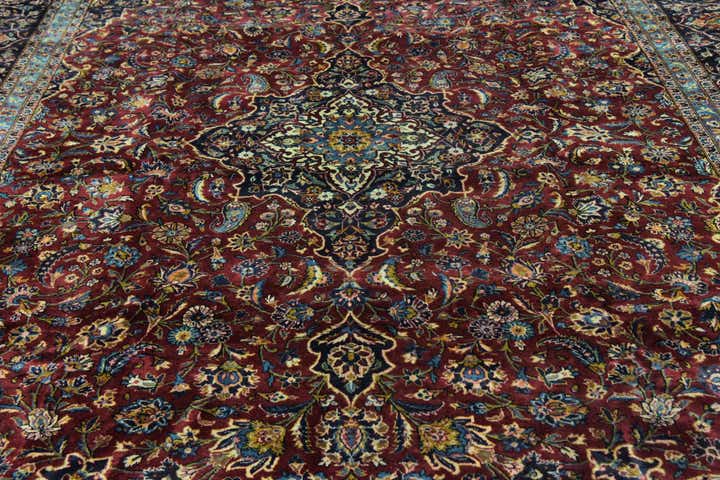 9' 9 x 13' 2 Hand Knotted Mashad Persian Wool Rug