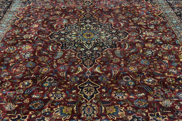 Detail image of 9' 9 x 13' 2 Hand Knotted Mashad Persian Wool Rug
