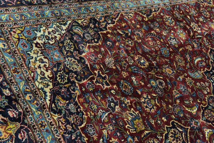 Detail image of 9' 9 x 13' 2 Hand Knotted Mashad Persian Wool Rug