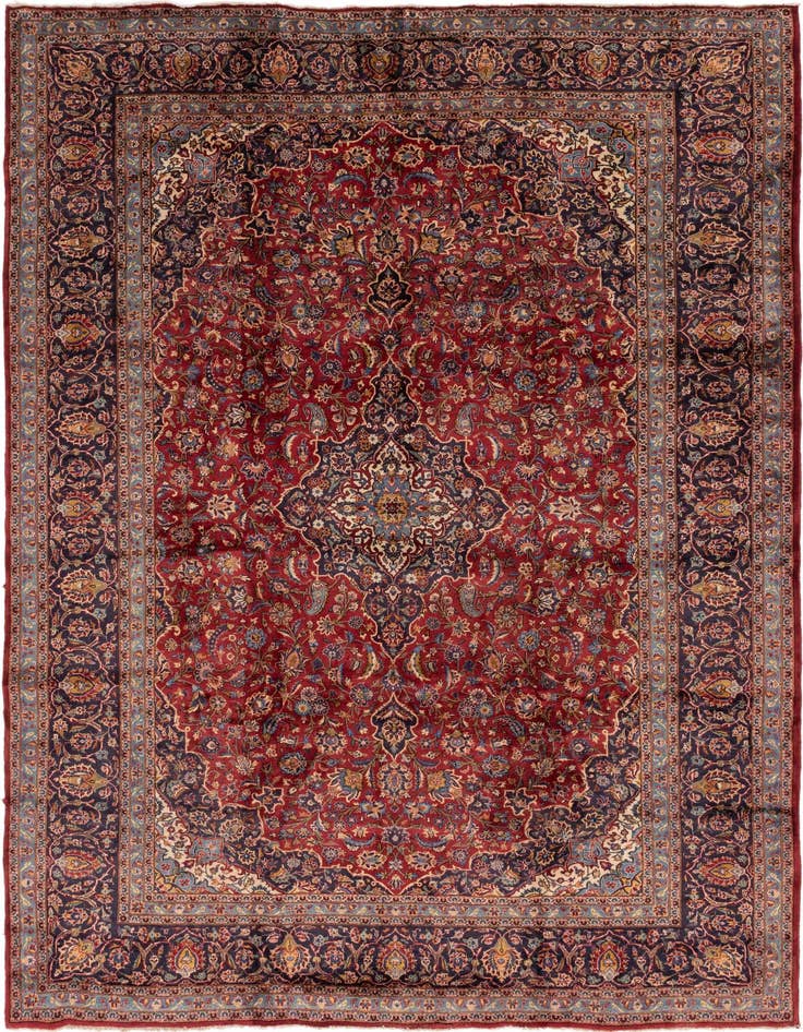 Detail image of 9' 9 x 13' 2 Hand Knotted Mashad Persian Wool Rug