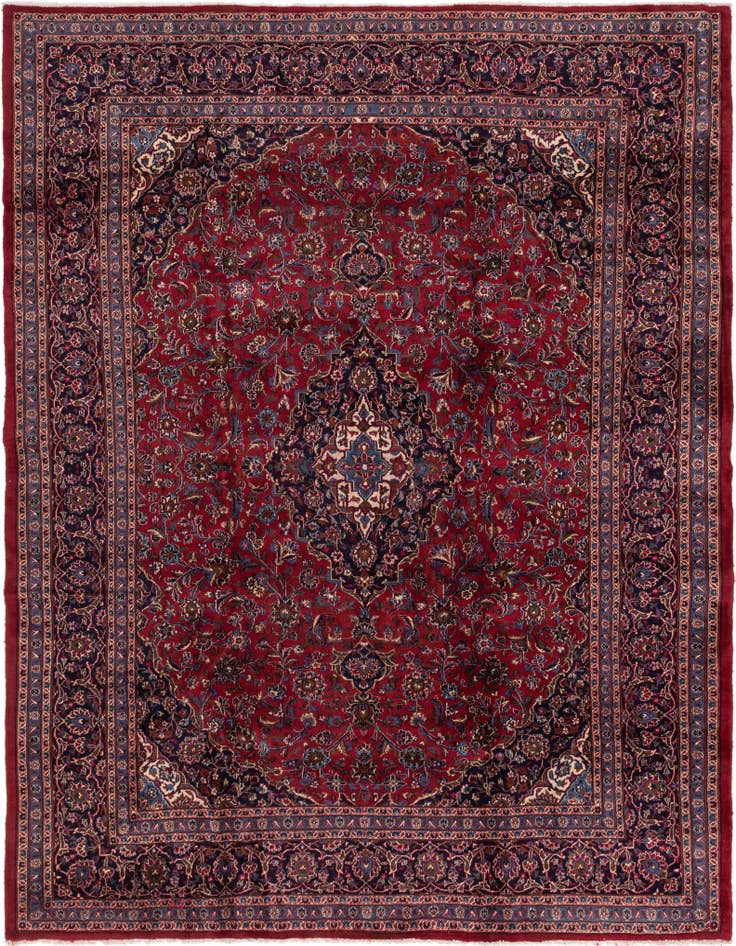 Detail image of 9' 9 x 12' 7 Hand Knotted Mashad Persian Wool Rug