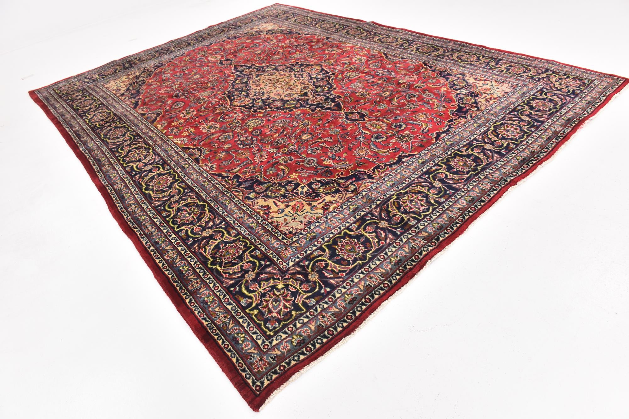 9' 9 x 12' 8 Hand Knotted Mashad Persian Wool Rug