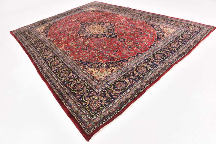 9' 9 x 12' 8 Hand Knotted Mashad Persian Wool Rug