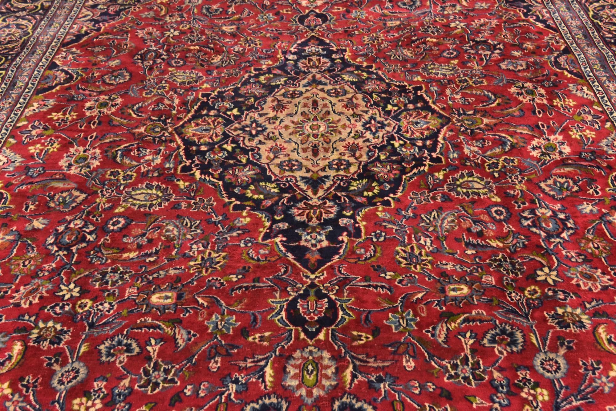 9' 9 x 12' 8 Hand Knotted Mashad Persian Wool Rug