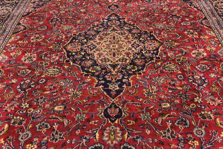 9' 9 x 12' 8 Hand Knotted Mashad Persian Wool Rug