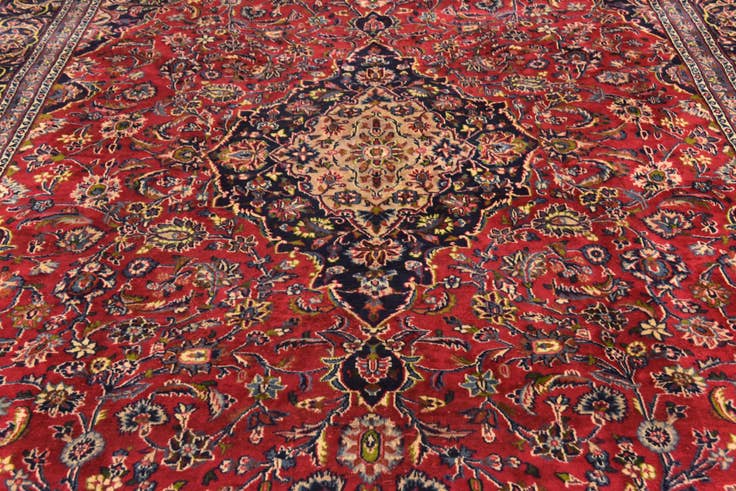 Detail image of 9' 9 x 12' 8 Hand Knotted Mashad Persian Wool Rug