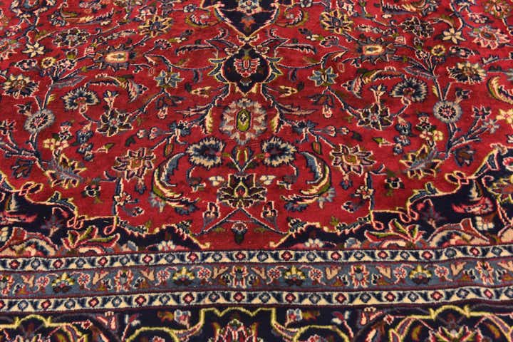 9' 9 x 12' 8 Hand Knotted Mashad Persian Wool Rug