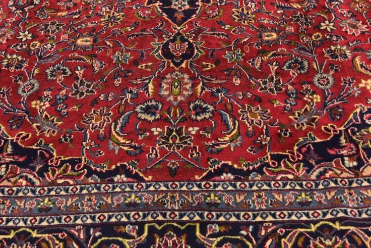 Detail image of 9' 9 x 12' 8 Hand Knotted Mashad Persian Wool Rug